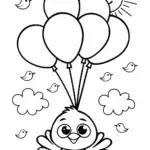 Chick’s Balloon Adventure Coloring Page