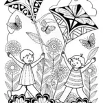Springtime Kite Festival Coloring Page