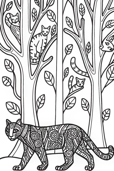 A coloring page of The Black Panther and the Whispering Winds Coloring Page
