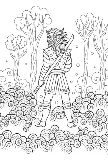 A coloring page of Demon Slayer and Spirit Guardian Coloring Page