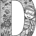 Daring Diver ‘D’ Coloring Page