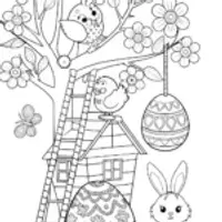 Easter egg treehouse coloring fun