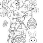 Easter egg treehouse coloring fun