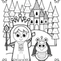 Bluey and Bingo’s Fairy Tale Adventure Coloring Page