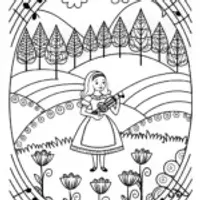 Alice in the Garden of Whimsy Instruments Coloring Page