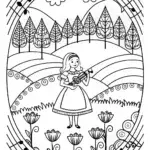 Alice in the Garden of Whimsy Instruments Coloring Page