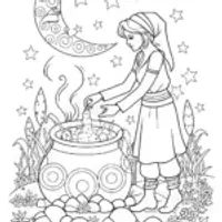 Jasmine’s Starlit Potion Adventure Coloring Page
