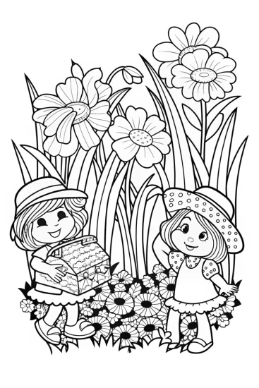 A coloring page of Strawberry Shortcake’s Berry-licious Treasure Hunt Coloring Page