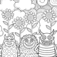Monster Garden of Giggles Coloring Page