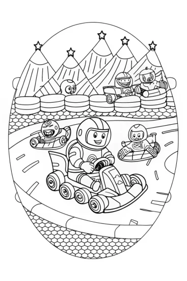 A coloring page of Buzz Lightyear’s Galactic Race Coloring Page