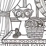 Stitch’s Cozy Sewing Corner Coloring Page
