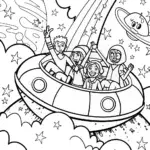Rainbow High Students’ Starship Adventure Coloring Page