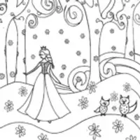 Elsa and the Enchanted Forest Friends Coloring Page