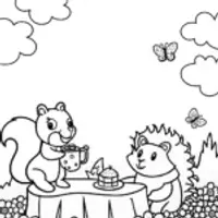 Delightful springtime garden picnic coloring page