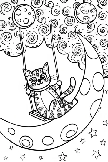A coloring page of Star the Cat’s Cosmic Playground Coloring Page