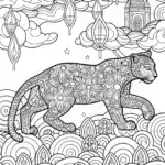 Mystical Panther in the Dream Realm Coloring Page