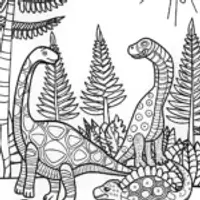 Dinosaur Picnic Party Coloring Page