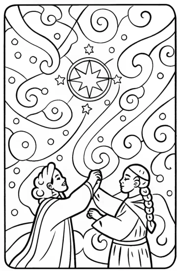 A coloring page of Celestial Arena Champions Coloring Page