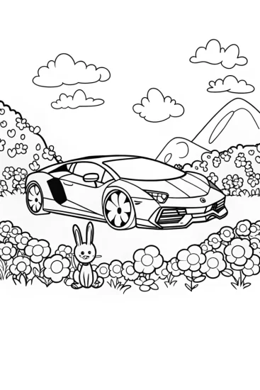 A coloring page of Lamborghini Adventure Coloring Page