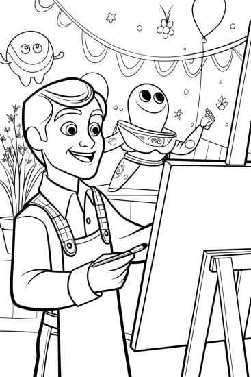 A coloring page of Buzz Lightyear’s Alien Art Expedition Coloring Page