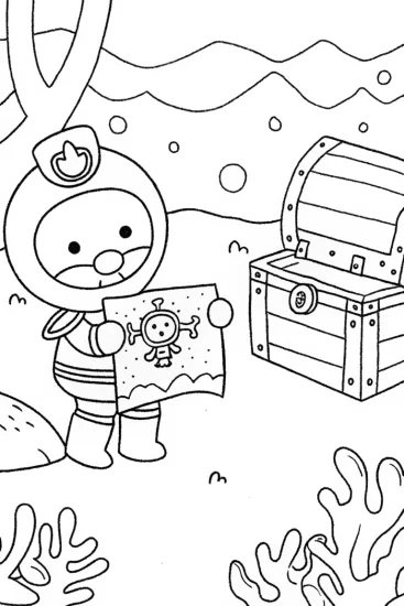 A coloring page of Captain Barnacles Treasure Hunt Coloring Page