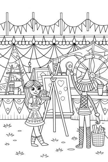 A coloring page of Bratz Creativity Carnival Coloring Page