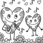 Musical Heart Harmony Coloring Page