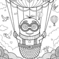 Minion’s Magical Hot Air Balloon Adventure Coloring Page
