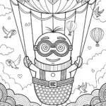 Minion’s Magical Hot Air Balloon Adventure Coloring Page