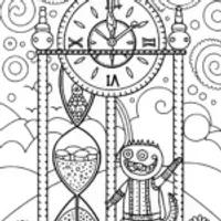 Huggy Wuggy’s Magical Time Machine Adventure Coloring Page