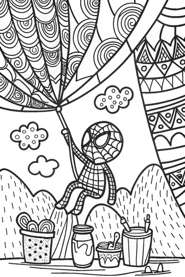 A coloring page of Miles Morales Web Weaving Coloring Page