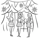 Bratz Dolls at a Fashion Festival Coloring Page