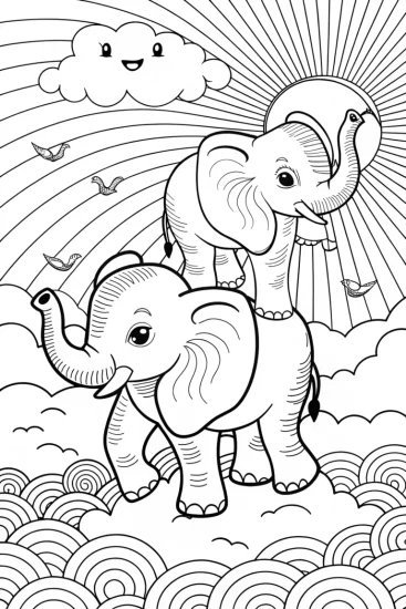 A coloring page of The Playful Cloud Hoppers Coloring Page