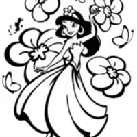 Jasmine’s Dreamy Flower Whirl Coloring Page