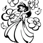 Jasmine’s Dreamy Flower Whirl Coloring Page