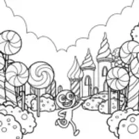 Huggy Wuggy’s Enchanted Candy Land Coloring Page