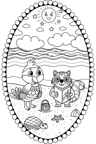 A coloring page of Rainbow Friends Treasure Hunt Coloring Page