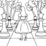 Alice on the Enchanted Chessboard Coloring Page