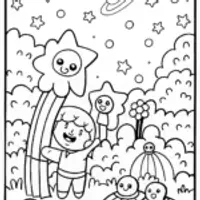 Cosmic Garden Adventure Coloring Page