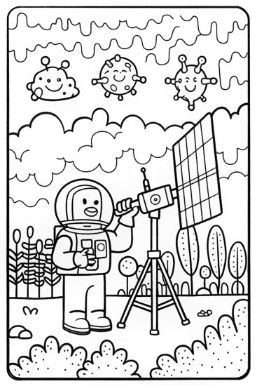 A coloring page of Buzz Lightyear’s Galactic Weather Station Coloring Page