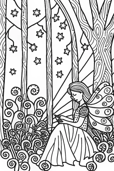 A coloring page of Elowen the Fairy Weaver Coloring Page