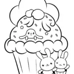Cinnamoroll frosts cupcakes in cloud bakery