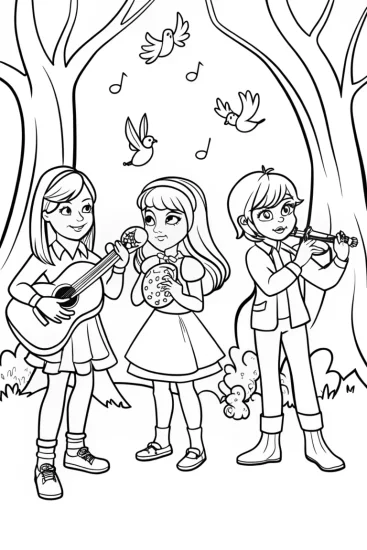 A coloring page of Rainbow High Musical Harmony Coloring Page