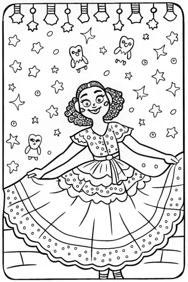 A coloring page of Mirabel’s Magical Midnight Dance Coloring Page