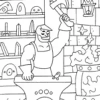 The Enchanted Forge of Champions Coloring Page