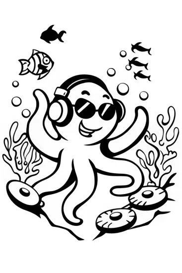 A coloring page of Underwater Summer Soiree Coloring Page