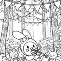 My Melody’s Magical Music Festival Coloring Page