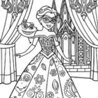 Elsa’s Enchanted Ice Masquerade Coloring Page