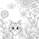 Fern the Cat in a Secret Garden Coloring Page