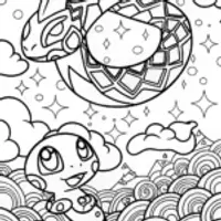 Rayquaza and Celebi Friendship Coloring Page